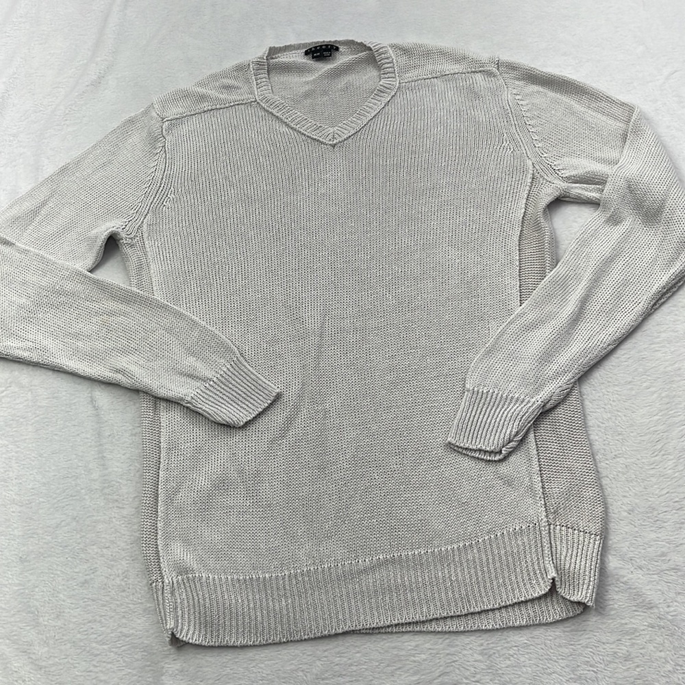 Theory Women's Medium 100% Linen Off White Knit LS Sweater